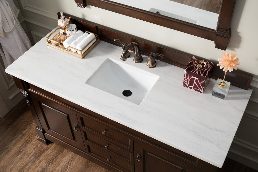 Brookfield 60" Single Bathroom Vanity in Burnished Mahogany Single Bathroom Vanity James Martin Vanities Charcoal Soapstone Quartz 