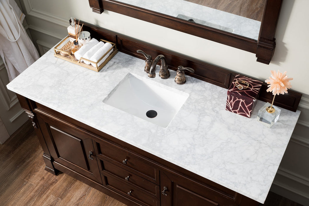 Brookfield 60" Single Bathroom Vanity in Burnished Mahogany Single Bathroom Vanity James Martin Vanities Eternal Jasmine Quartz 