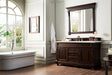 Brookfield 60" Single Bathroom Vanity in Burnished Mahogany Single Bathroom Vanity James Martin Vanities White Zeus Quartz 