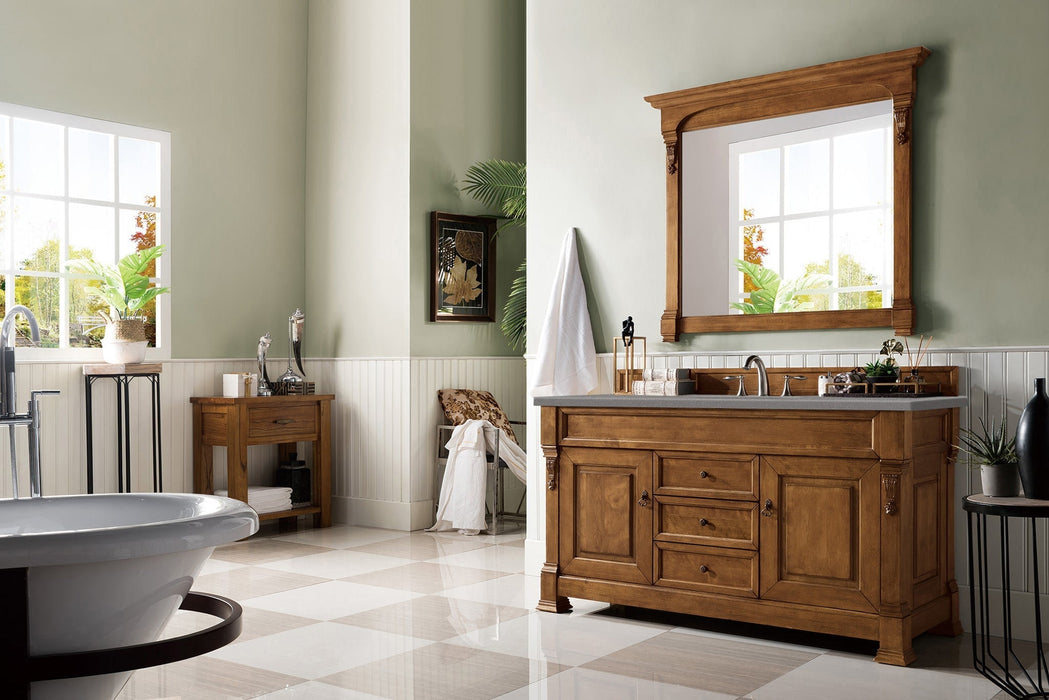 Brookfield 60" Single Bathroom Vanity in Country Oak Single Bathroom Vanity James Martin Vanities Ethereal Noctis Quartz 