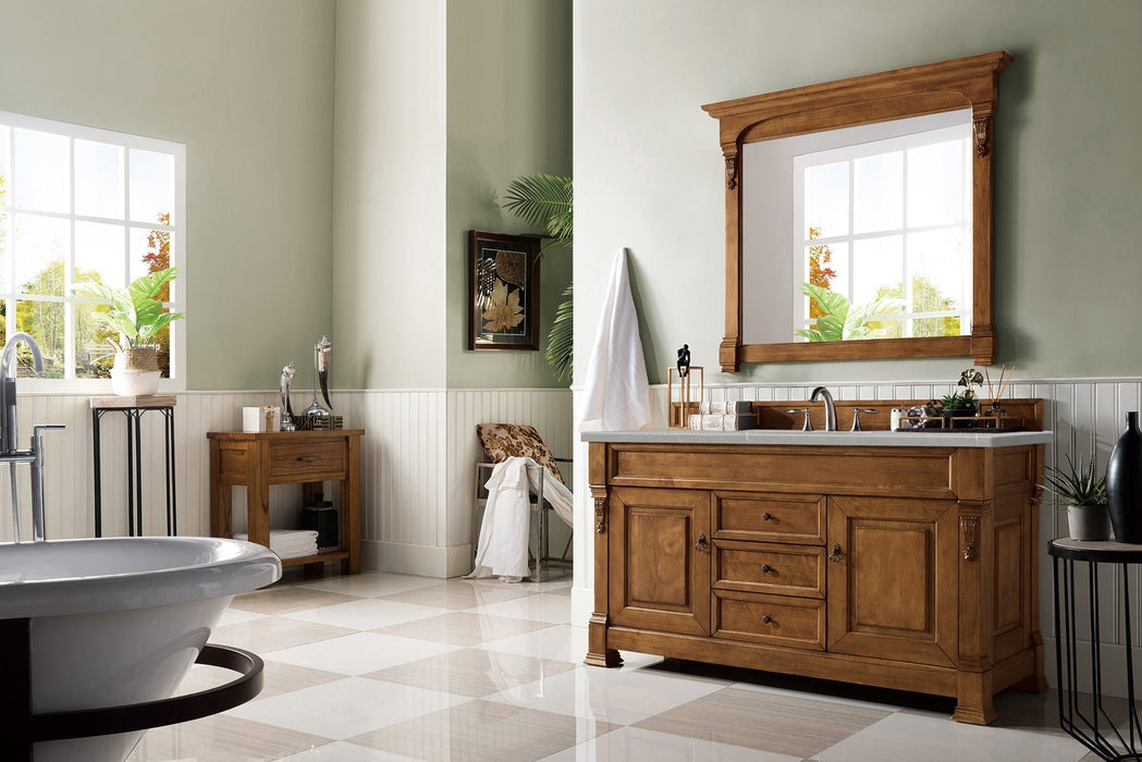 Brookfield 60" Single Bathroom Vanity in Country Oak Single Bathroom Vanity James Martin Vanities Carrara White Marble 