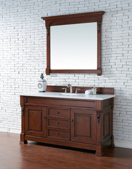 Brookfield 60" Single Bathroom Vanity in Warm Cherry Single Bathroom Vanity James Martin Vanities Warm Cherry Eternal Marfil Quartz 