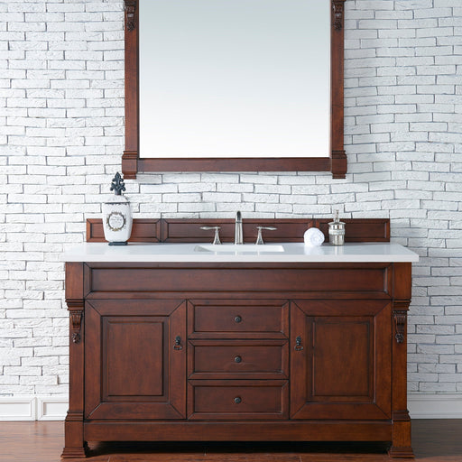 Brookfield 60" Single Bathroom Vanity in Warm Cherry Single Bathroom Vanity James Martin Vanities Warm Cherry Select Your Top 