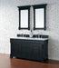 Brookfield 72" Double Bathroom Vanity in Antique Black Single Bathroom Vanity James Martin Vanities Carrara White Marble 