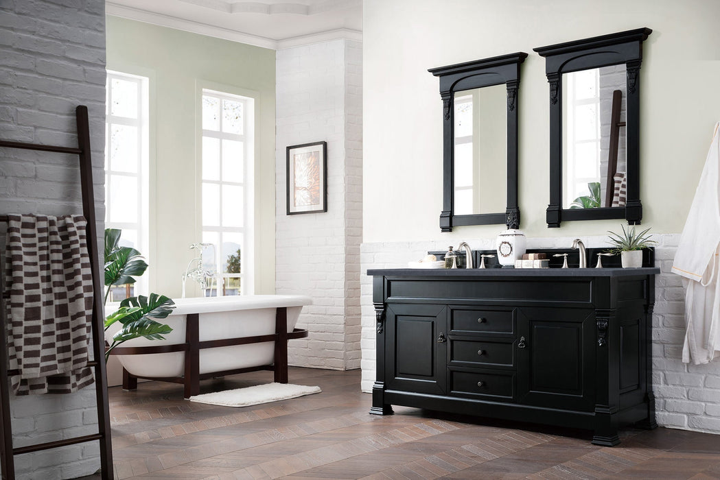 Brookfield 72" Double Bathroom Vanity in Antique Black Single Bathroom Vanity James Martin Vanities Ethereal Noctis Quartz 