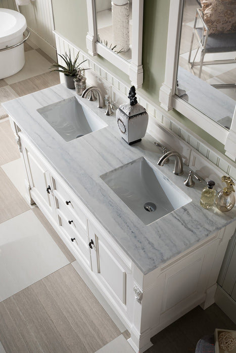 Brookfield 72" Double Bathroom Vanity in Bright White Single Bathroom Vanity James Martin Vanities Charcoal Soapstone Quartz 