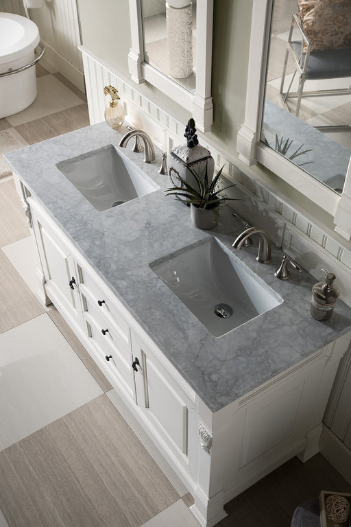 Brookfield 72" Double Bathroom Vanity in Bright White Single Bathroom Vanity James Martin Vanities Arctic Fall Solid Surface 