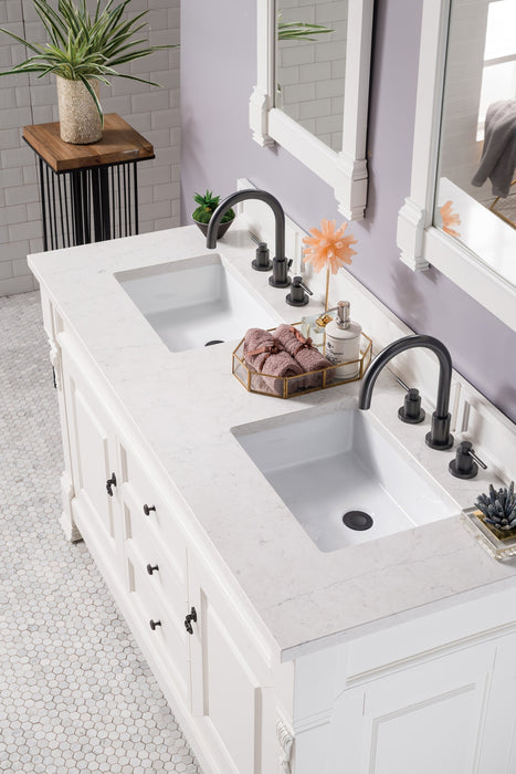 Brookfield 72" Double Bathroom Vanity in Bright White Single Bathroom Vanity James Martin Vanities Eternal Jasmine Quartz 