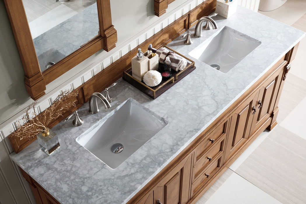 Brookfield 72" Double Bathroom Vanity in Country Oak Single Bathroom Vanity James Martin Vanities Eternal Jasmine Quartz 