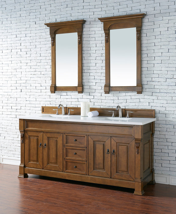 Brookfield 72" Double Bathroom Vanity in Country Oak Single Bathroom Vanity James Martin Vanities Ethereal Noctis Quartz 