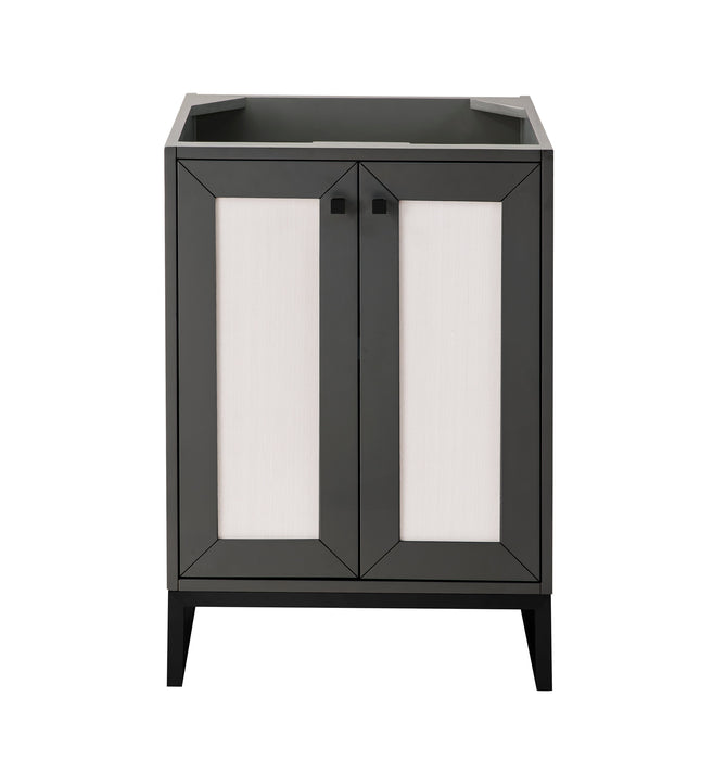 Chianti 24" Single Vanity Cabinet, Mineral Gray, Matte Black - Luxe Vanity & Tub