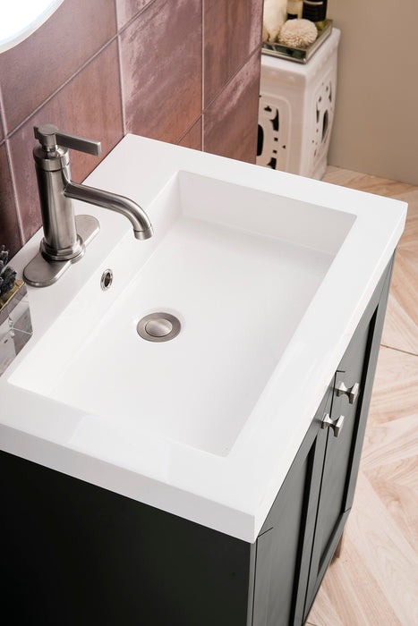 Chianti 24" Single Vanity, Mineral Gray, Brushed Nickel, w/ White Glossy Composite Stone Top - Luxe Vanity & Tub