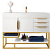 Columbia 48" Single Vanity, Glossy White, Radiant Gold w/ Glossy White Composite Stone Top - Luxe Vanity & Tub