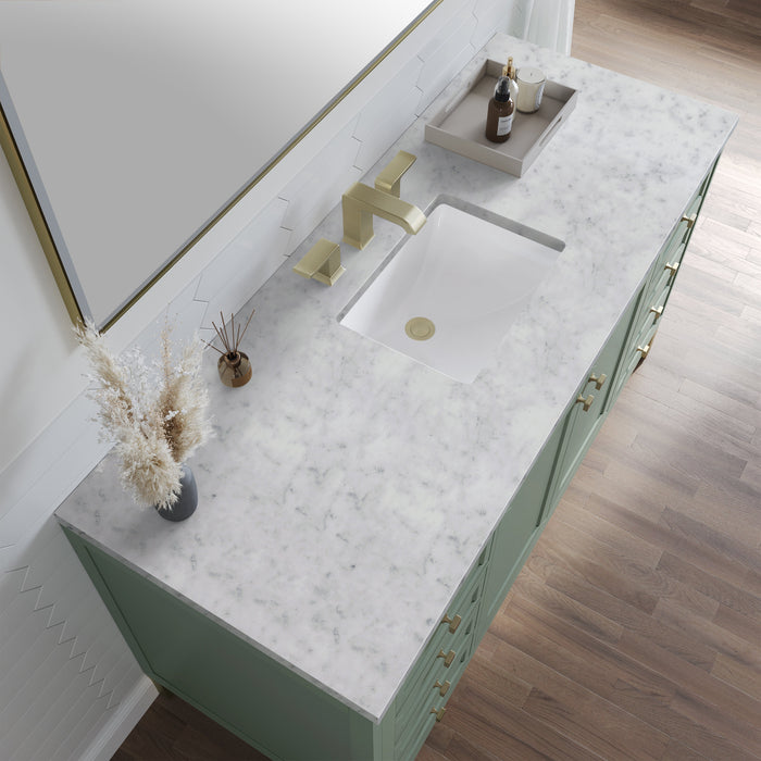 Chicago 60" Single Vanity, Smokey Celadon w/ 3 CM Carrara Marble Top - Luxe Vanity & Tub