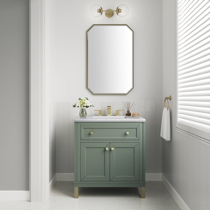 Chicago 30" Single Bathroom Vanity in Smokey Celadon Single Bathroom Vanity James Martin Vanities 