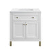 Chicago 30" Single Vanity in Glossy White James Martin Vanities Eternal Jasmine Pearl Quartz 