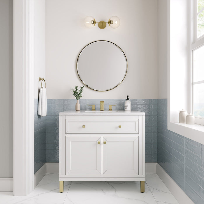 Chicago 36" Single Bathroom Vanity Glossy White Single Bathroom Vanity James Martin Vanities 