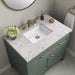 Chicago 36" Single Bathroom Vanity in Smokey Celadon Single Bathroom Vanity James Martin Vanities White Zeus Quartz Single Faucet Top w/Backsplash 