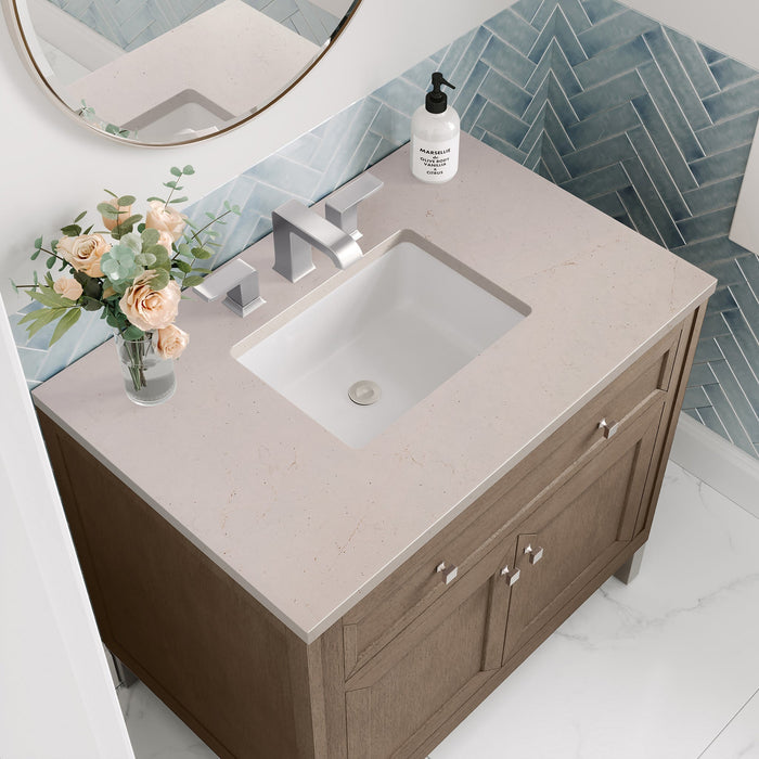 Chicago 36" Single Bathroom Vanity Whitewashed Walnut