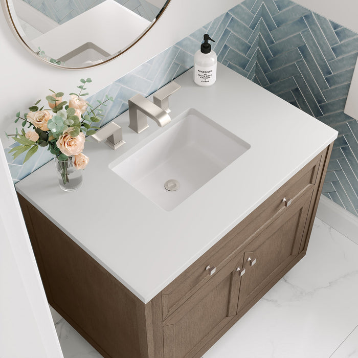 Chicago 36" Single Bathroom Vanity Whitewashed Walnut