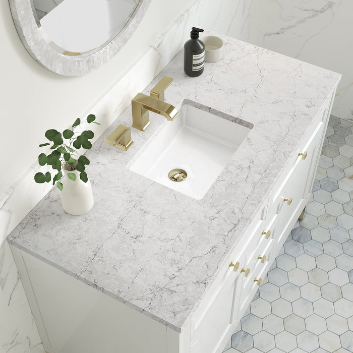 Chicago 48" Single Bathroom Vanity in Glossy White Single Bathroom Vanity James Martin Vanities Victorian Silver Quartz 