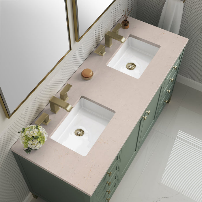 Chicago 60" Double Bathroom Vanity in Smokey Celadon