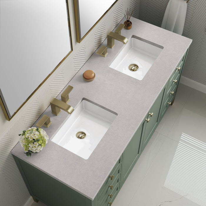 Chicago 60" Double Bathroom Vanity in Smokey Celadon