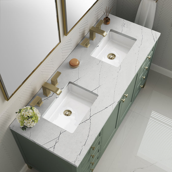 Chicago 60" Double Bathroom Vanity in Smokey Celadon