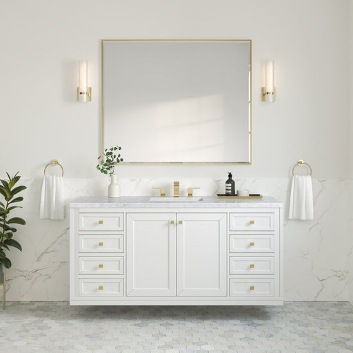 Chicago 60" Single Bathroom Vanity in Glossy White Single Bathroom Vanity James Martin Vanities 