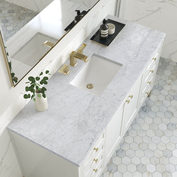 Chicago 60" Single Bathroom Vanity in Glossy White Single Bathroom Vanity James Martin Vanities Lime Delight Quartz 