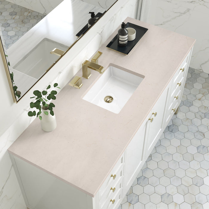 Chicago 60" Single Bathroom Vanity in Glossy White Single Bathroom Vanity James Martin Vanities White Zeus Quartz 