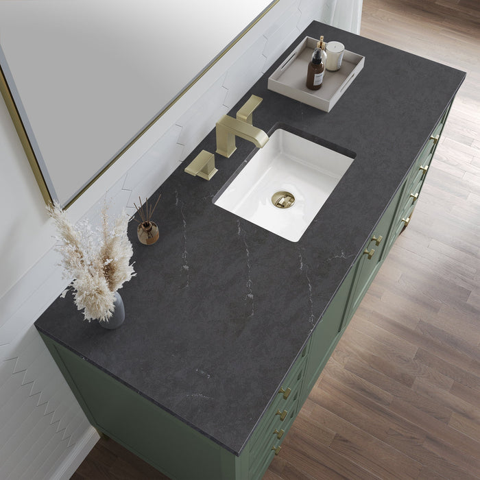 Chicago 60" Single Bathroom Vanity in Smokey Celadon Single Bathroom Vanity James Martin Vanities White Zeus Quartz 