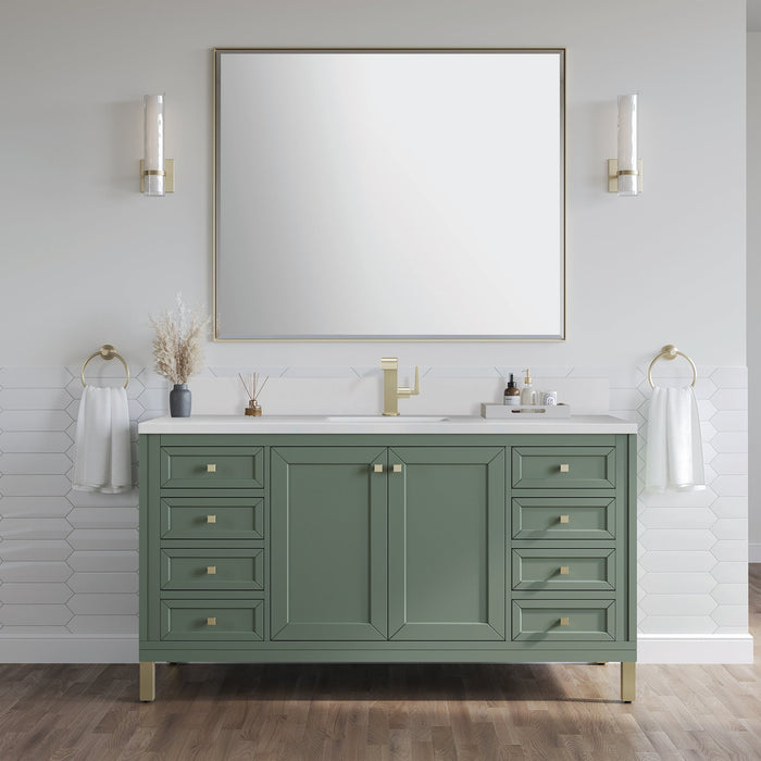 Chicago 60" Single Bathroom Vanity in Smokey Celadon