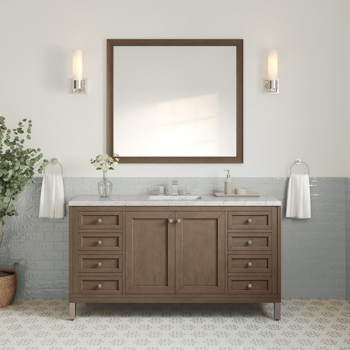 Chicago 60" Single Bathroom Vanity in Whitewashed Walnut