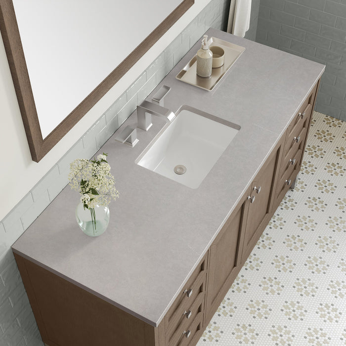 Chicago 60" Single Bathroom Vanity in Whitewashed Walnut