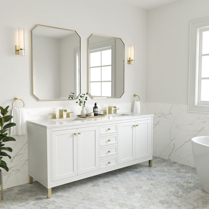 Chicago 72" Double Bathroom Vanity in Glossy White Double bathroom Vanity James Martin Vanities 