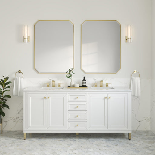 Chicago 72" Double Bathroom Vanity in Glossy White Double bathroom Vanity James Martin Vanities Select Your Top 