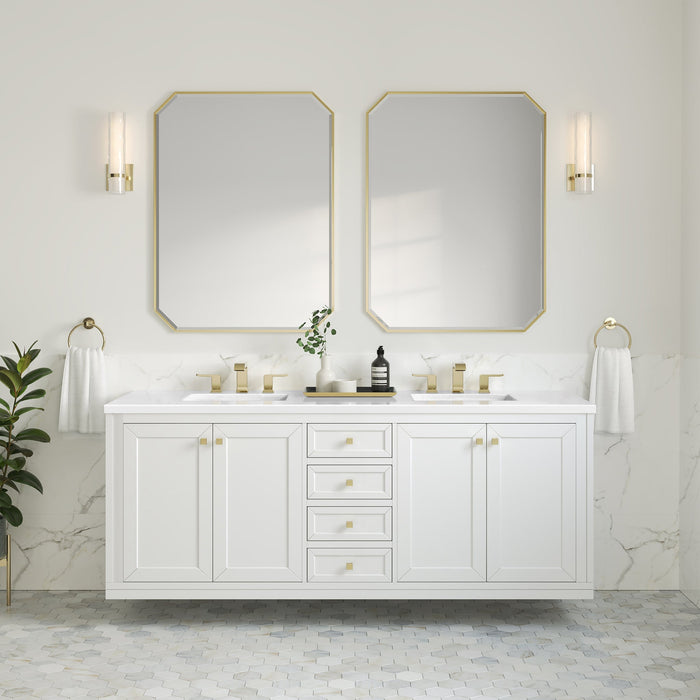 Chicago 72" Double Bathroom Vanity in Glossy White Double bathroom Vanity James Martin Vanities Carrara White Marble 