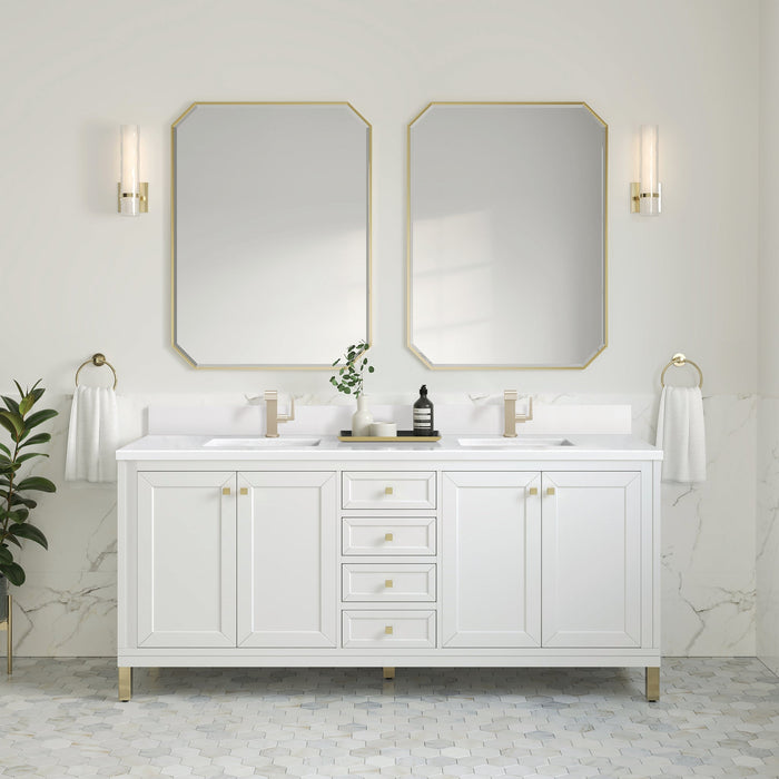 Chicago 72" Double Bathroom Vanity in Glossy White