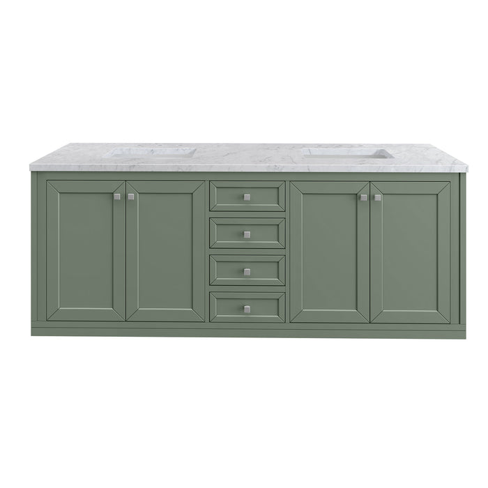 Chicago 72" Double Bathroom Vanity in Smokey Celadon Double bathroom Vanity James Martin Vanities Eternal Marfil Quartz 