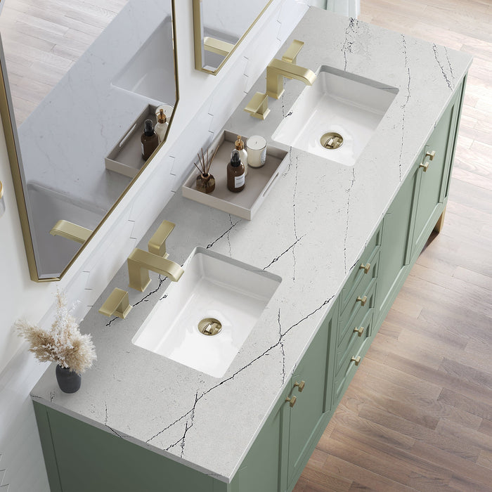 Chicago 72" Double Bathroom Vanity in Smokey Celadon