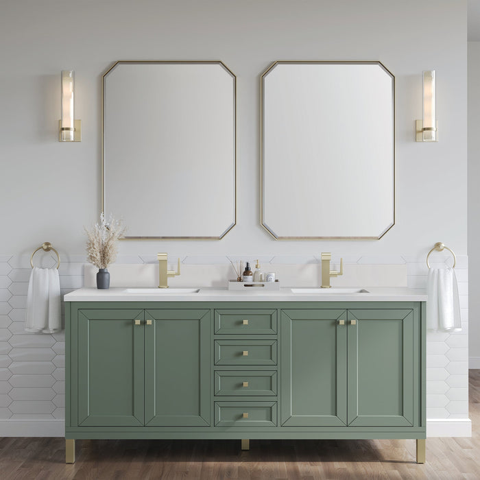 Chicago 72" Double Bathroom Vanity in Smokey Celadon