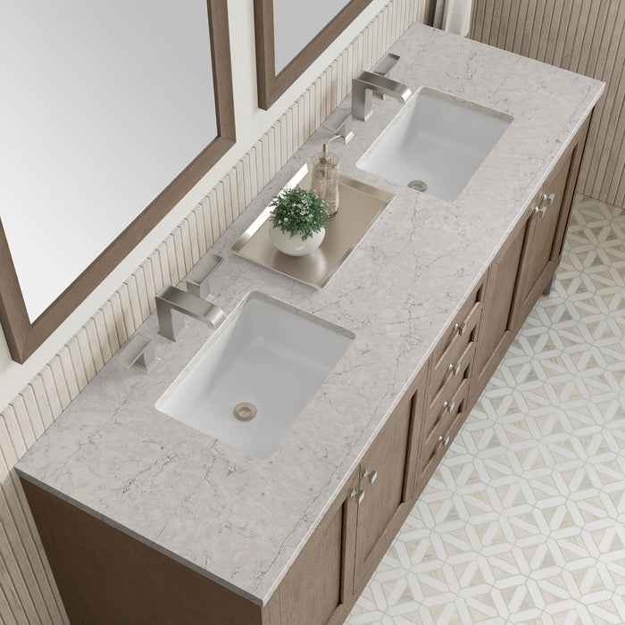 Chicago 72" Double Bathroom Vanity in Whitewashed Walnut