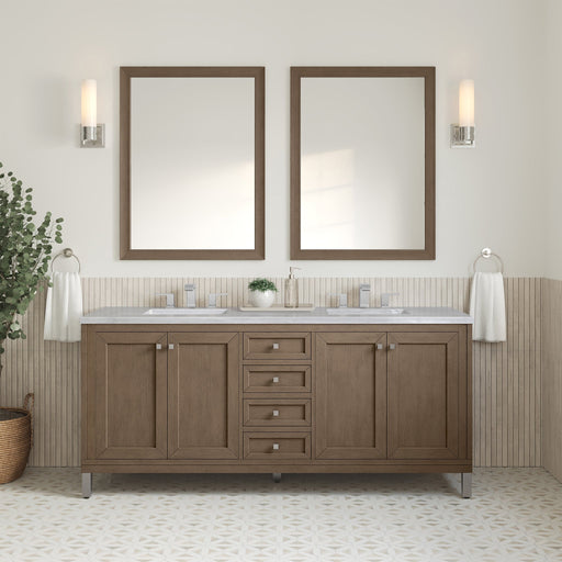 Chicago 72" Double Bathroom Vanity in Whitewashed Walnut Double bathroom Vanity James Martin Vanities 