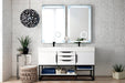 Columbia 59" Double Vanity, Glossy White, Matte Black w/ Glossy White Composite Stone Top - Luxe Vanity & Tub