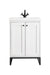 Chianti 24" Single Vanity, Glossy White, Matte Black, w/ White Glossy Composite Stone Top - Luxe Vanity & Tub