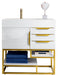 Columbia 36" Single Vanity, Glossy White, Radiant Gold w/ Glossy White Composite Stone Top - Luxe Vanity & Tub