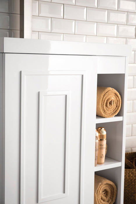 Alicante 24" Single Vanity, Glossy White, Brushed Nickel w/ White Glossy Composite Stone Top - Luxe Vanity & Tub