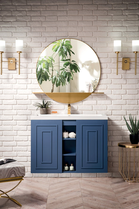 Alicante 39.5" Single Vanity, Azure Blue w/ White Glossy Composite Stone Top - Luxe Vanity & Tub