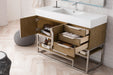 Columbia 48" Single Vanity, Latte Oak, Brushed Nickel w/ Glossy White Composite Stone Top - Luxe Vanity & Tub